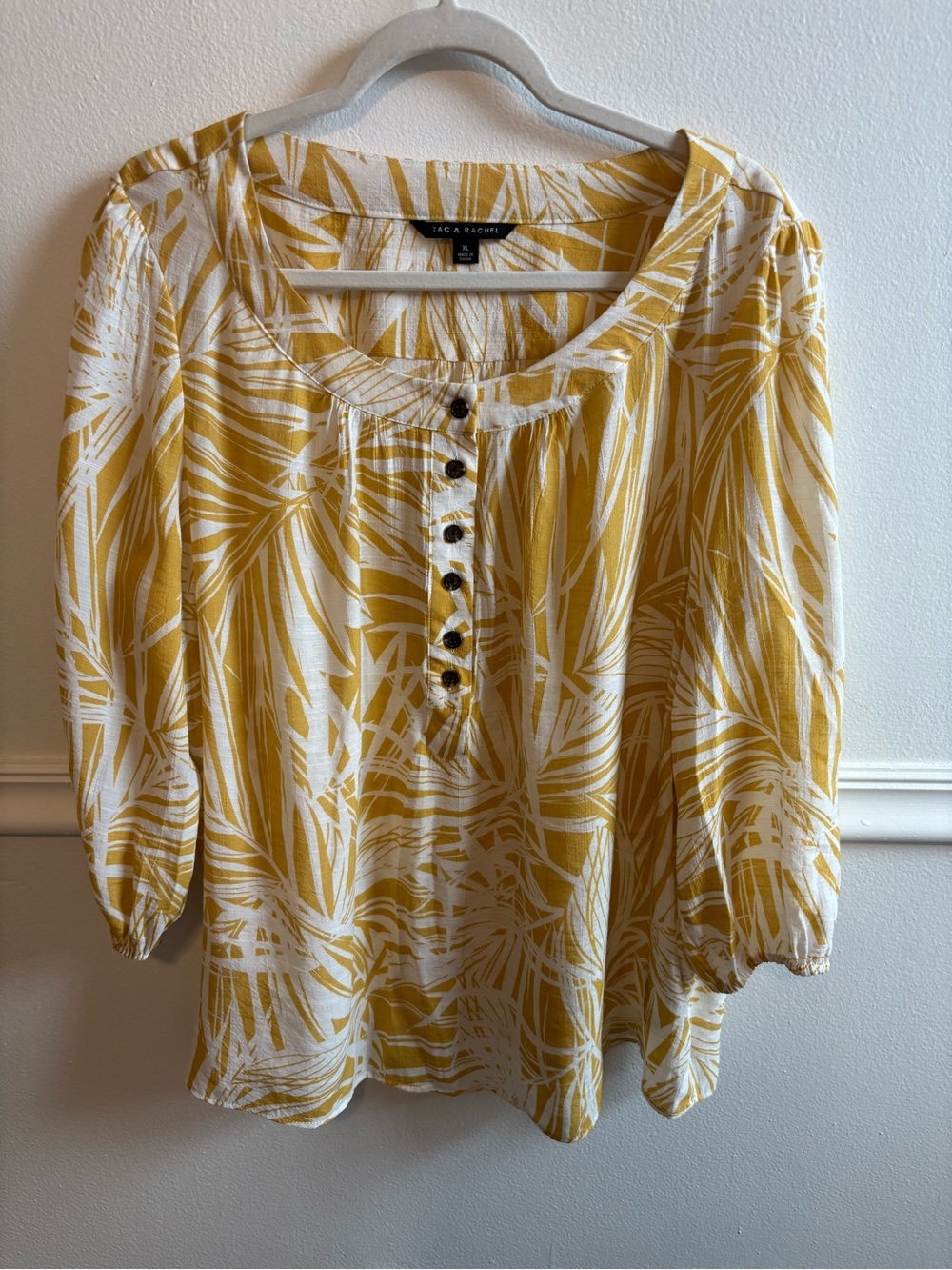 Zac & Rachel Yellow Floral Button-Front Women’s Top